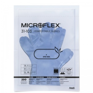 Ansell Microflex 31-103 Single-Use Compostable Food Handling Gloves